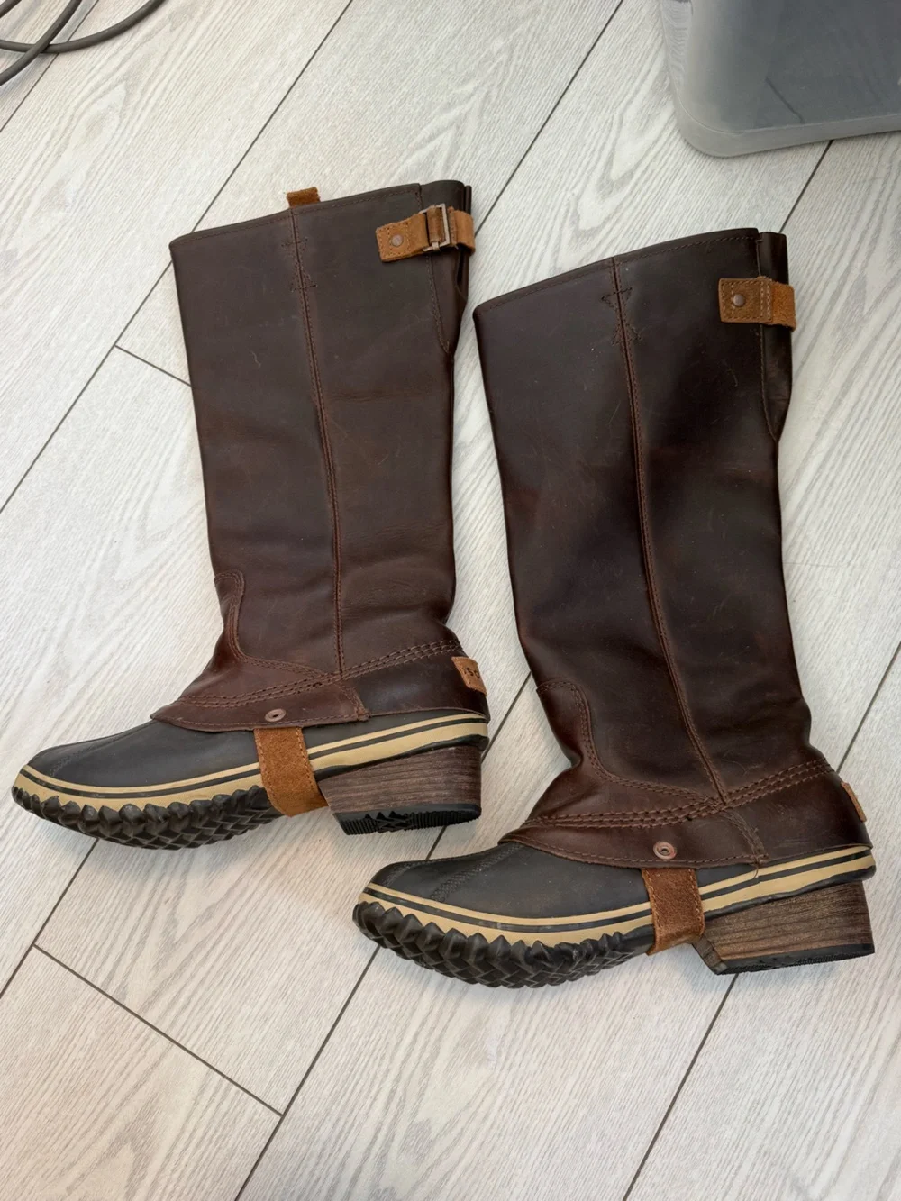 Sorel 9 slimpack riding tall boots leather nutmeg brown equestrian waterproof - Picture 2 of 8